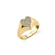Pave Heart Signet Ring - Small 